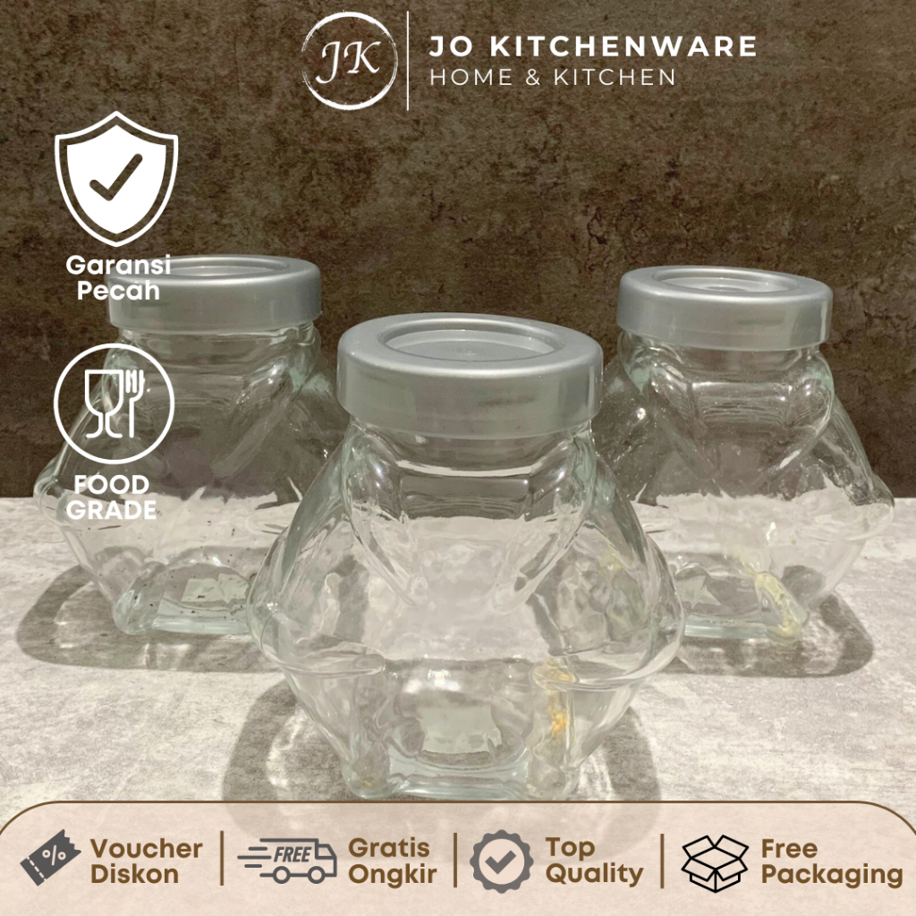 Toples kaca lebaran cantik murah / Toples kaca bening SET 3 PCS AF135