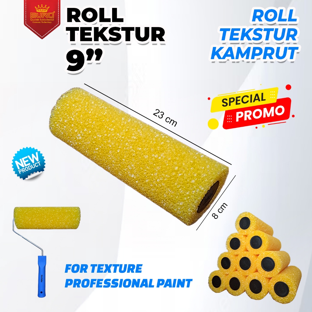 Roll Cat Tekstur Motif Kamprot Roll  9 Inch Termurah Texture Roller Paint