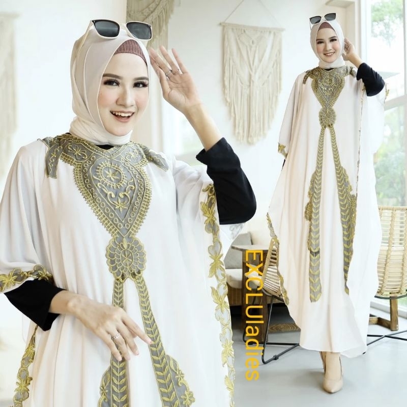 Gamis Kaftan Ceruty Wanita Gamis Kaftan Muslim Lebaran Terbaru Kaftan Bordir Gold