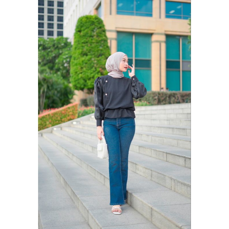 alexa crop top | crop top organza | kemeja organza