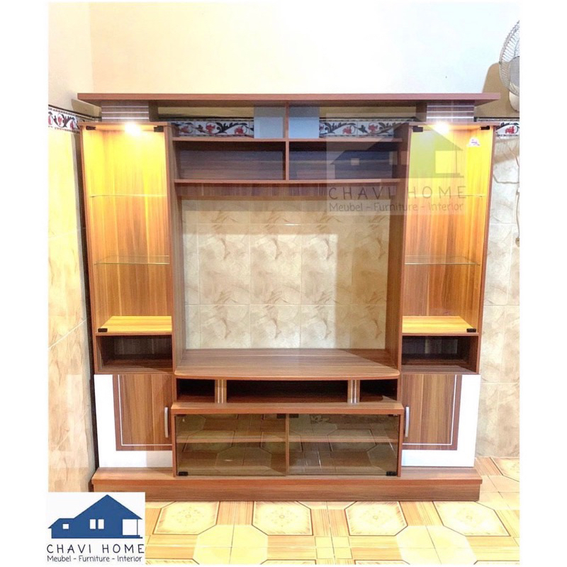 KHUSUS KARGO LUAR SURABAYA wall unit buffet tv lemari hias lemari tv rak tv serbaguna dengan lampu h