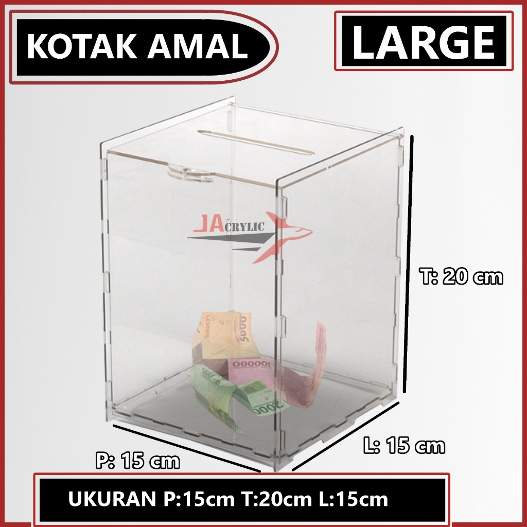 Kotak Tips Akrilik / Kotak Saran Akrilik / Kotak Undian Akrilik Small Medium
