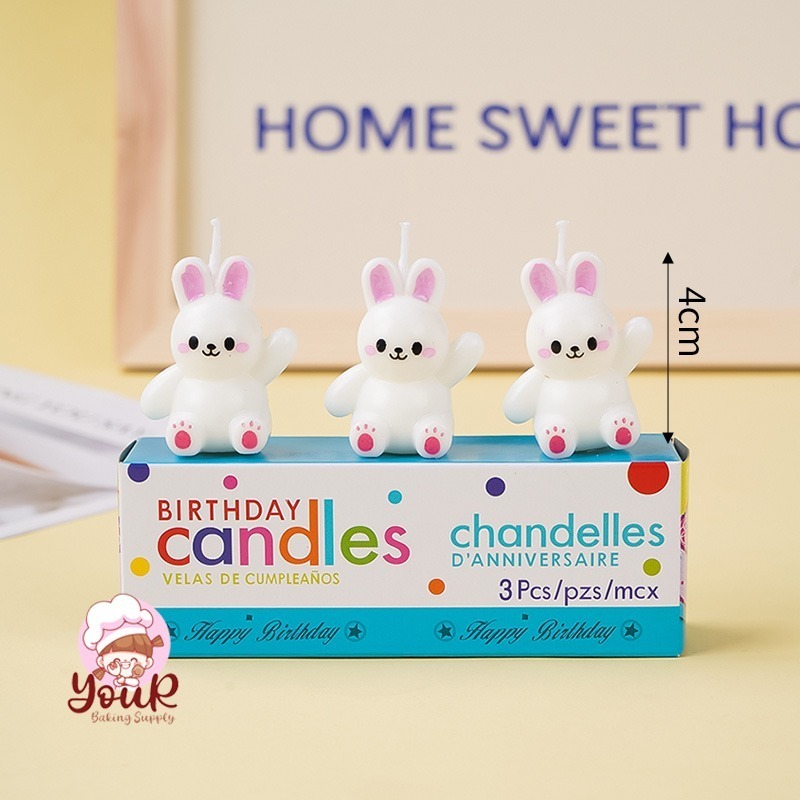 Korean Bunny Candle / Lilin Kelinci / Pink Bunny Candle / Lilin Ulang Tahun Korean - YourBakingSuppl
