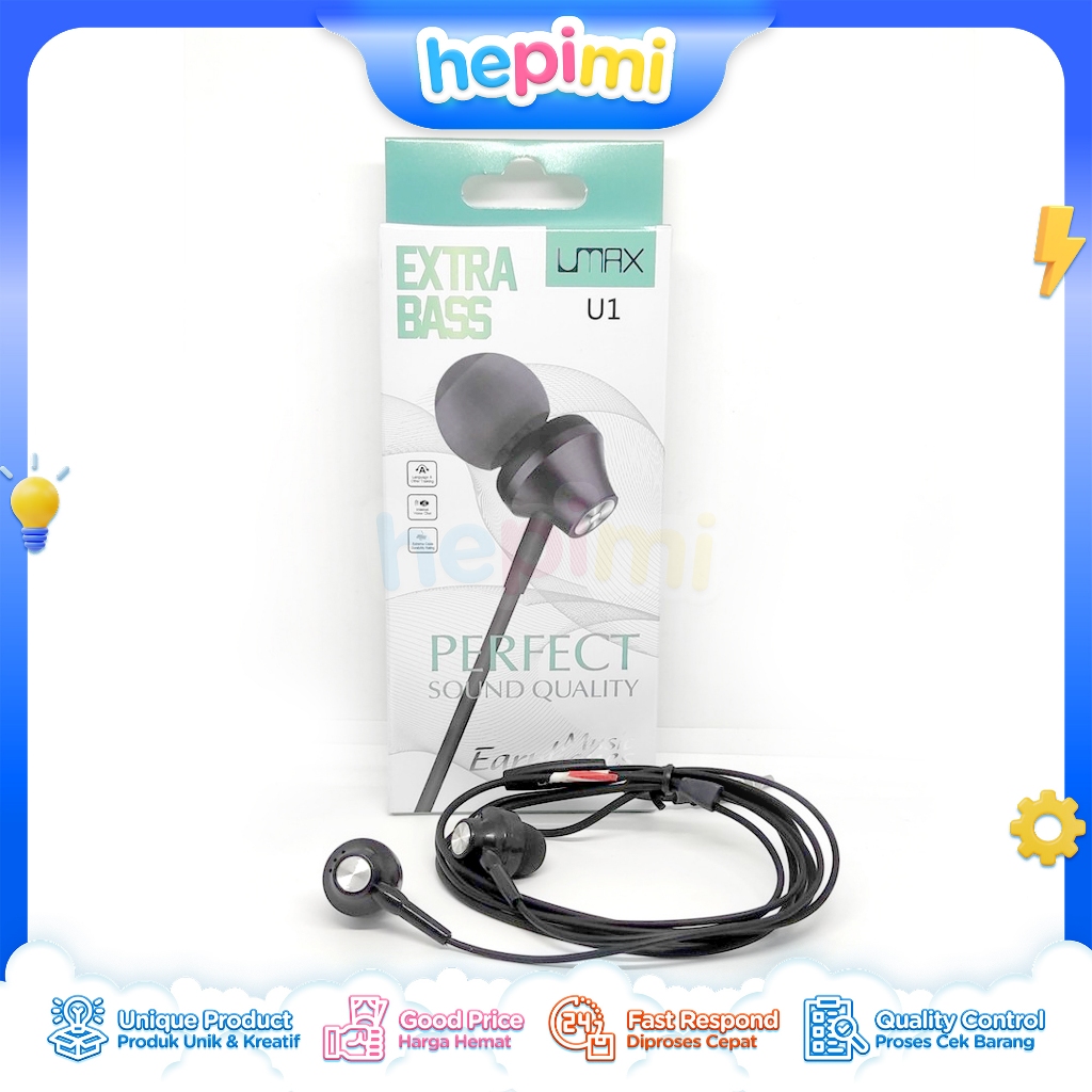 Headset UMAX U1 EXTRA BASS Earphone With Mic - HM