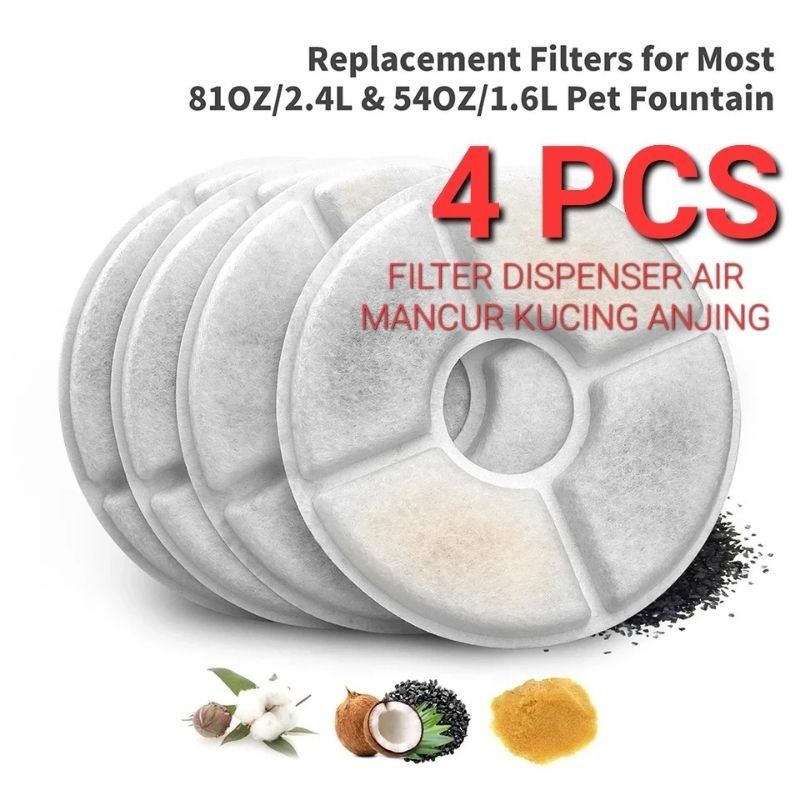 refill filter pet water fountain dispenser air mancur tempat air minum kucing anjing kelinci saringa