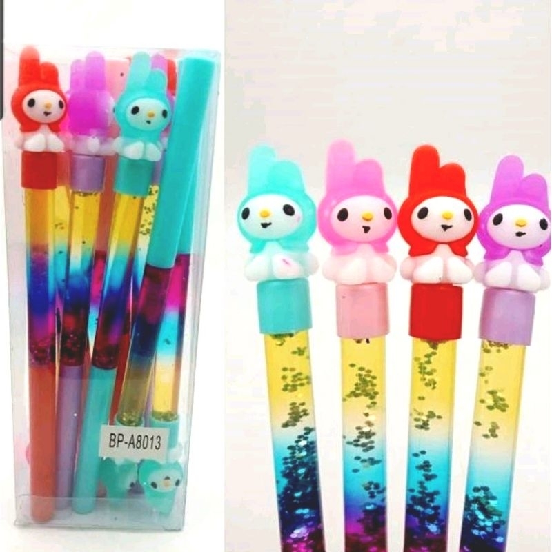 

Bolpen Pulpen Gel Air Glitter Karakter Unicorn Cup cakes my melody bear owl