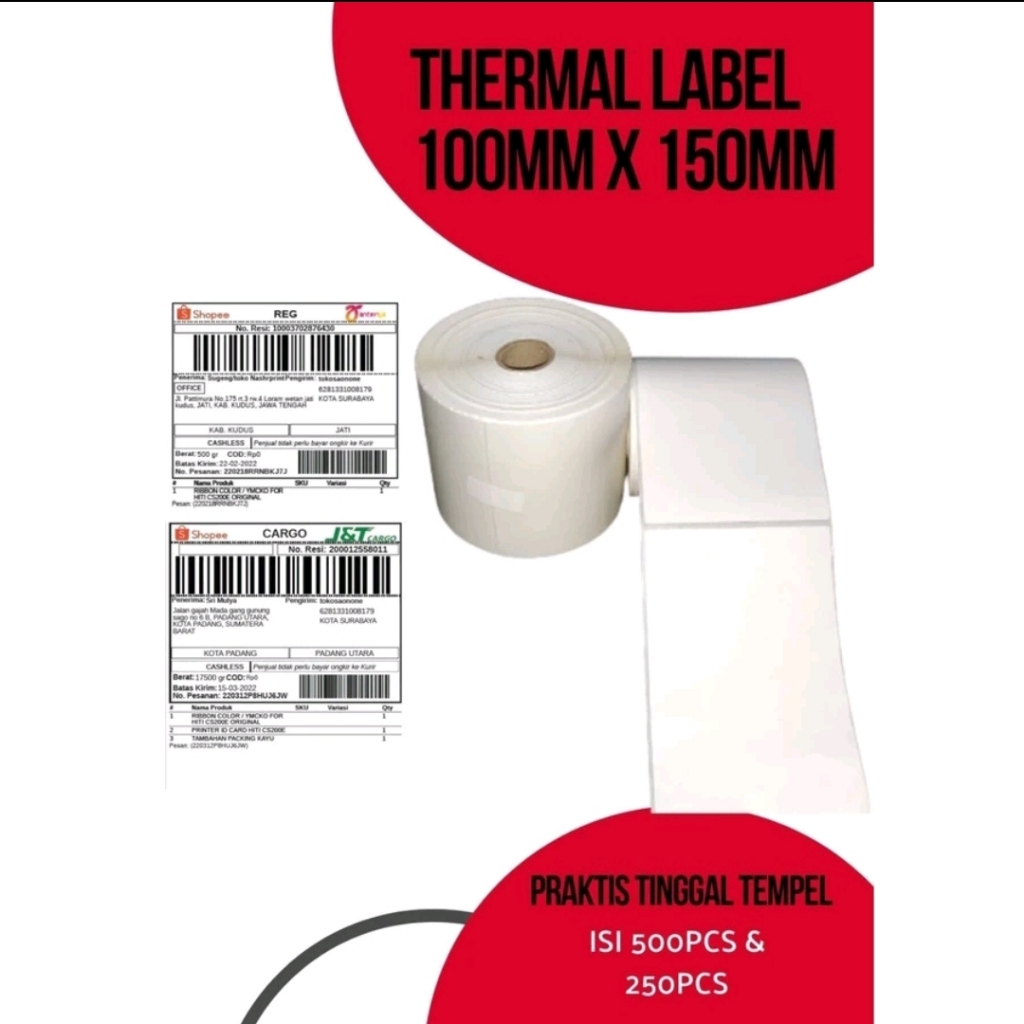 

LABEL THERMAL 100MM x 150MM ISI 500 PCS (LABELRESI)