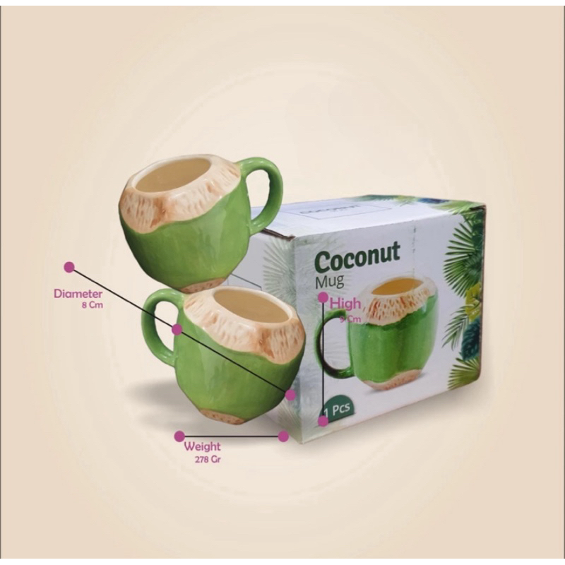 Mug Kelapa Keramik/Coconut Mug Premium Vitalia