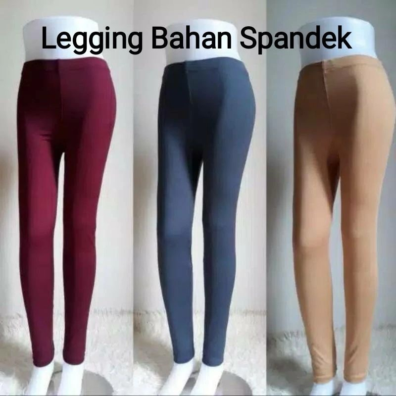 Legging Panjang Standar Dan Jumbo Spandex Dan Kaos Rayon Soft Tebal Premium / Celana Leging Polos Je
