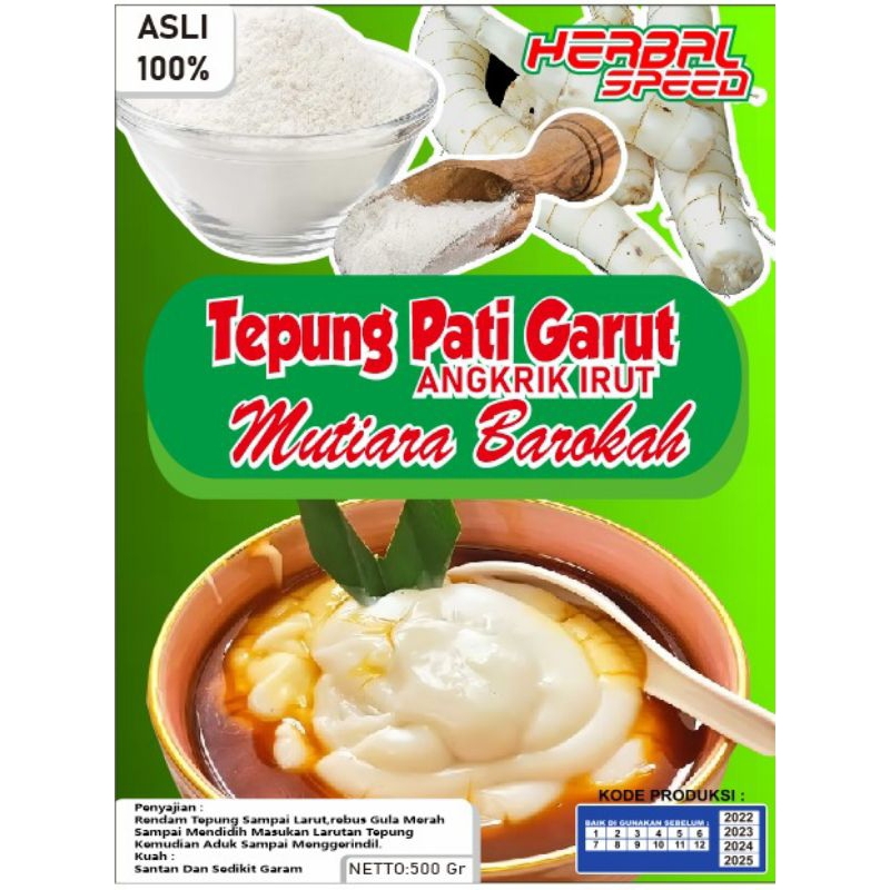 

Tepung Irut Bubur lambung kronis tepung pati garut jengkirut MUTIARA BAROKAH HERBAL SPEED