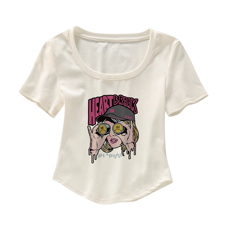 Demero A1175 Kaos Crop Wanita Basic Crop Top  | Gadis Sedih |  Baju Kaos Crop Top Wanita Korea Lenga