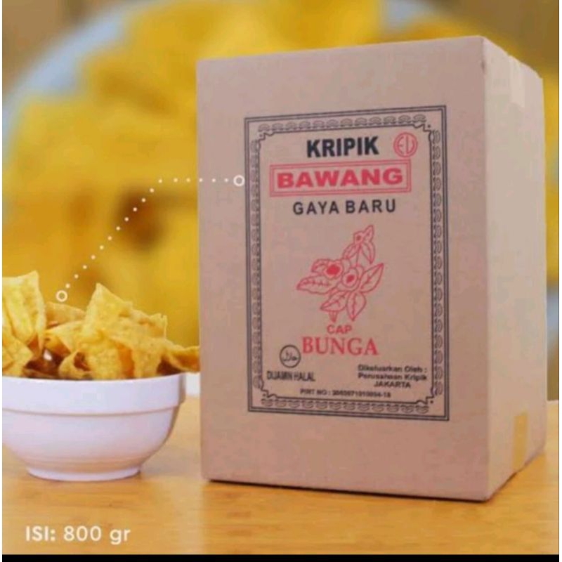 

Keripik Bawang Kripik Bawang Gaya Baru Cap Bunga 800gr