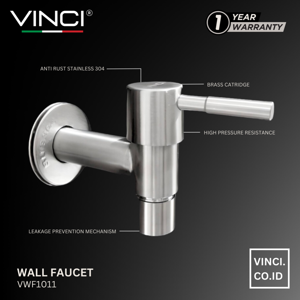 VINCI Keran Air Tembok Filter Saringan Kran Dinding Stainless Wall Faucet Stainless