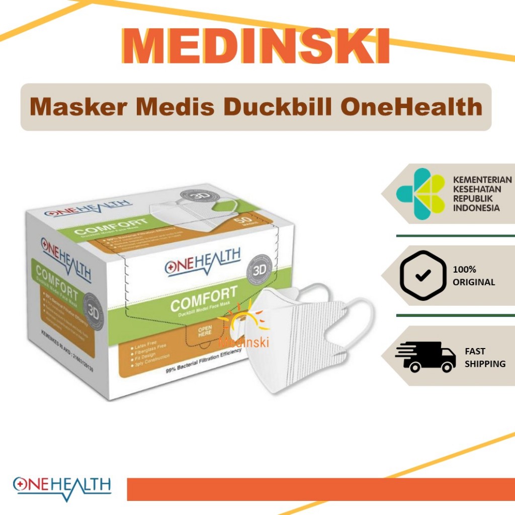 Masker Medis Duckbill OneHealth Surgical Face Mask Duck Bill 3D 3-Ply
