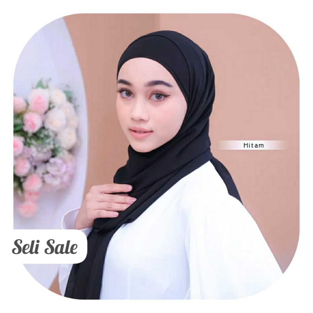 Paket HITAM PUTIH hijab Pashmina Polos Ceruty Baby doll Premium / Spesial Jilbab Pashmina