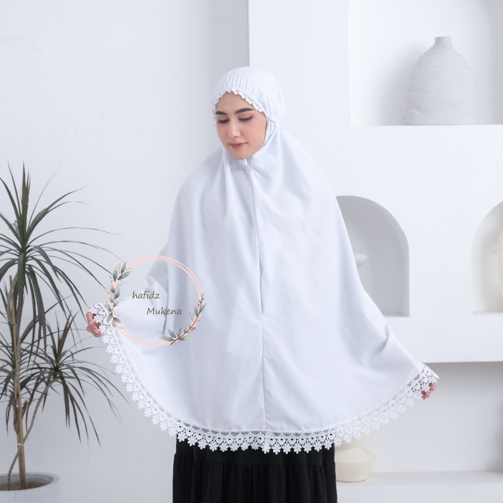 Bergo Perlengkapan Umroh Haji Bersaku Katun Premium Jumbo | Jilbab Instant Hitam Putih Polos Cantik