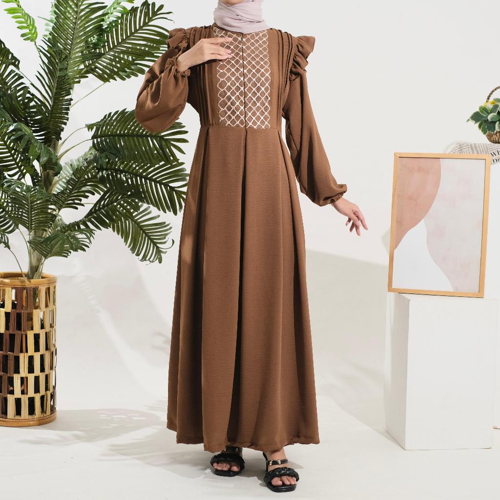 NAJWA - Dress Gabela Wanita Cringkle airflow tile jaring - Gaun wanita