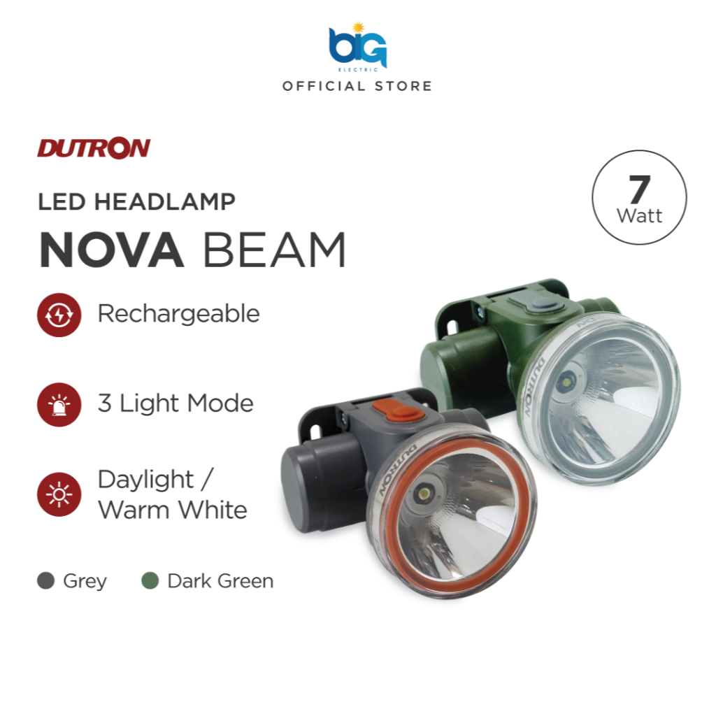 DUTRON Senter Kepala LED Rechargeable Water Resistant 7W 25W
