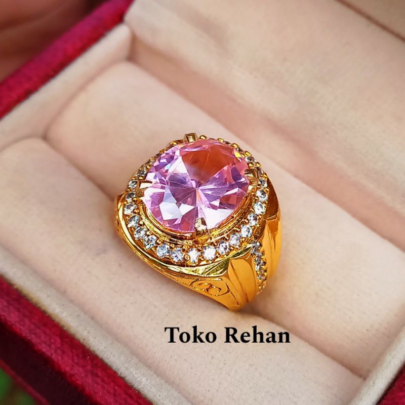 CINCIN BATU PINK TOPAZ SUPER MEWAH