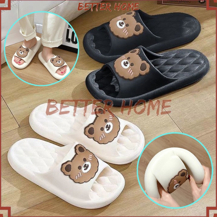 KODE B47U Sandal Slop Wanita Karet Motif Beruang Sendal Rumah BeruangLazy Bear Sandal Sandal Slip Ka