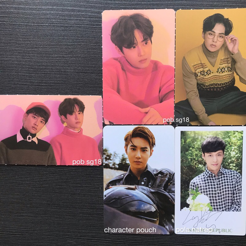 [ready stock] photocard suho xiumin kyungsoo lay sg18 season greetings 2018 character pouch pola nat