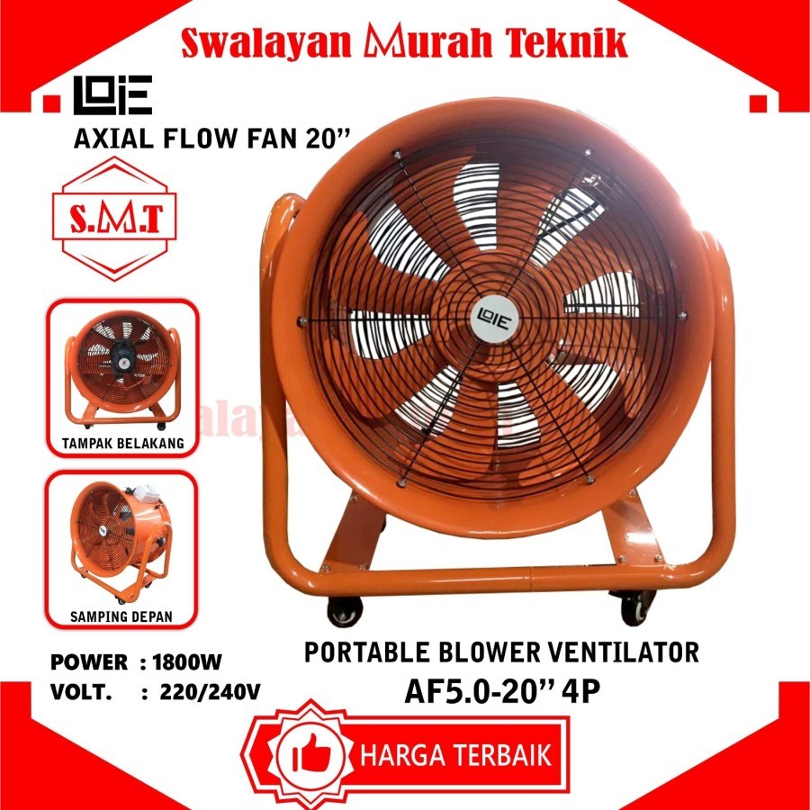 Portable Blower Ventilator 20" LOIE Heavy Duty Fan 8 Kipas 20 inch