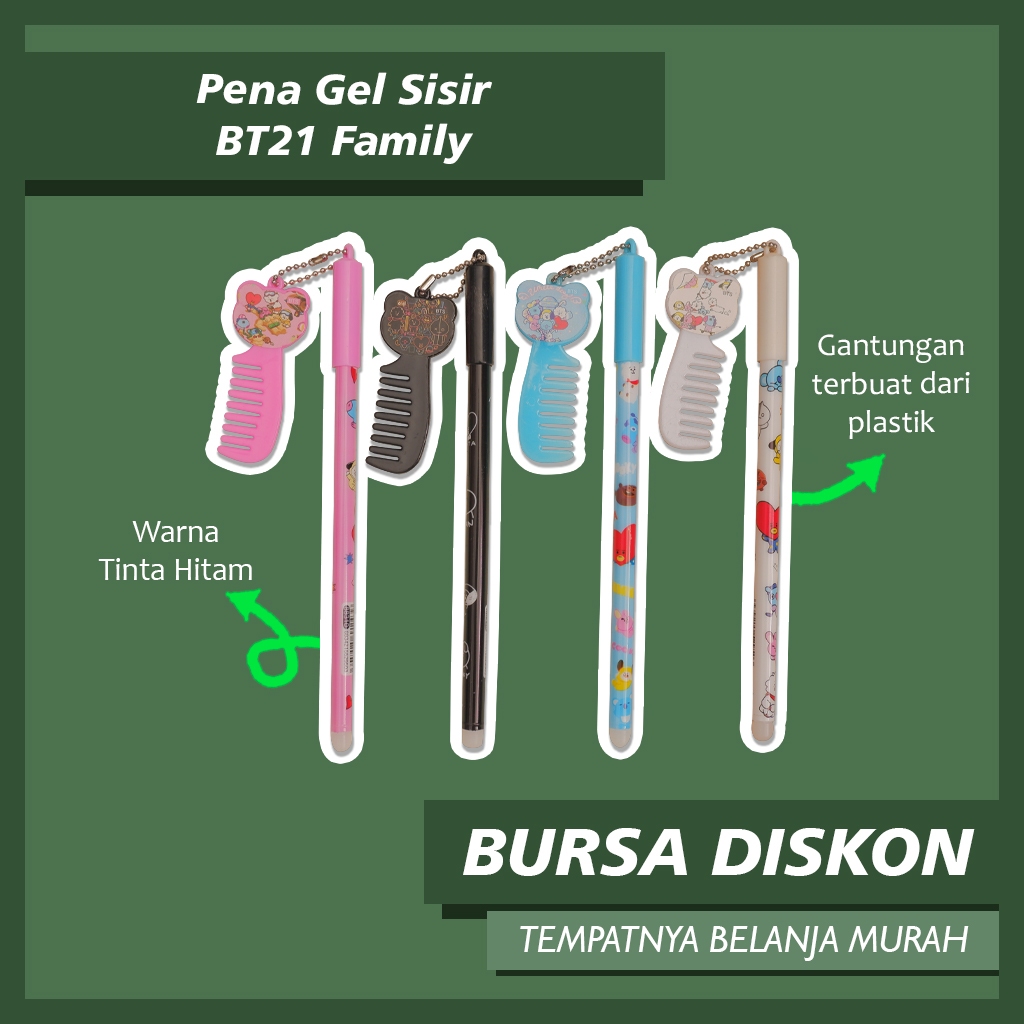 

Pena Gel Sisir BT Boy Band Korea FAMILY Pen Bolpen Pulpen Gelpen Campur Karakter Army Korea