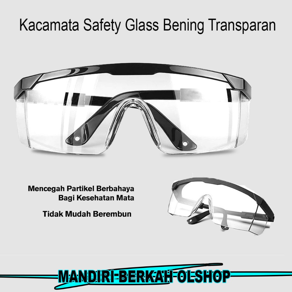 ATS Kacamata Safety Glass Bening Transparan | Kacamata Anti Virus | Anti Debu | Kacamata Tukang
