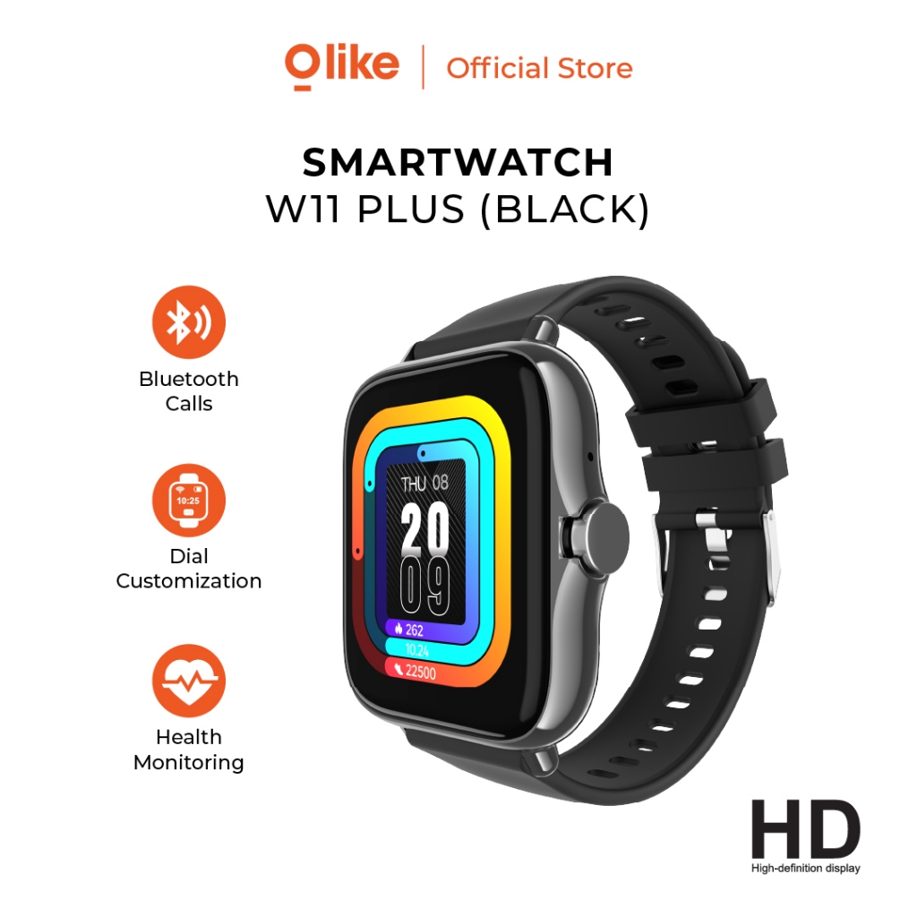 [CUCI GUDANG] OLIKE W11 Plus  HW56 Smartwatch | Sport And Health Monitoring | Jam Tangan Pintar | Bluetooth Call   LIVE-Black