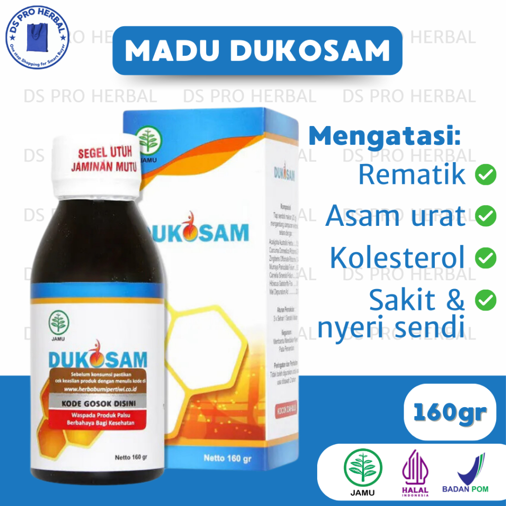 Madu DUKOSAM Herbal Ori Asli 100% | Dukosam Forte Madu Kolesterol dan Asam Urat | Obat Asam Urat Her