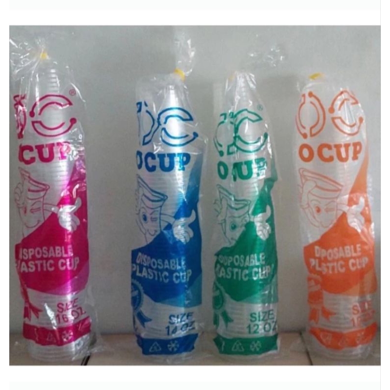 Gelas Plastik (50) Merek OCUP Bening 16 oz Datar Tebal