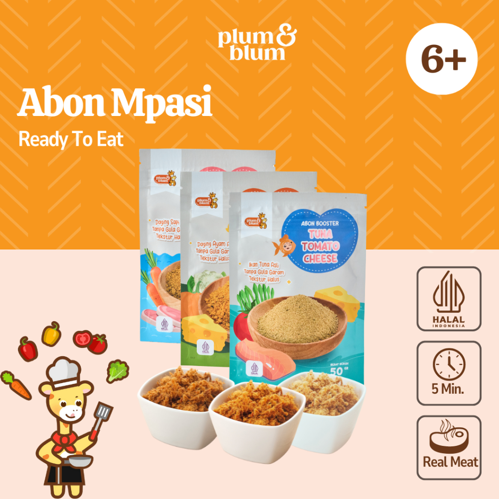 

Plum & Blum Mpasi Abon Cheese BB Booster Sapi Ayam Ikan No MSG - 50 gram