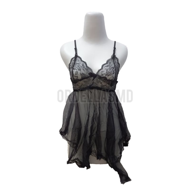 ORDELLASMD L004 Pakaian Tidur Wanita Fashion Dress Lingerie G String-Hitam