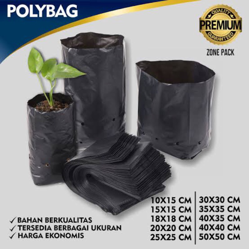 Polybag hitam tebal ukuran 40 x 40 cm