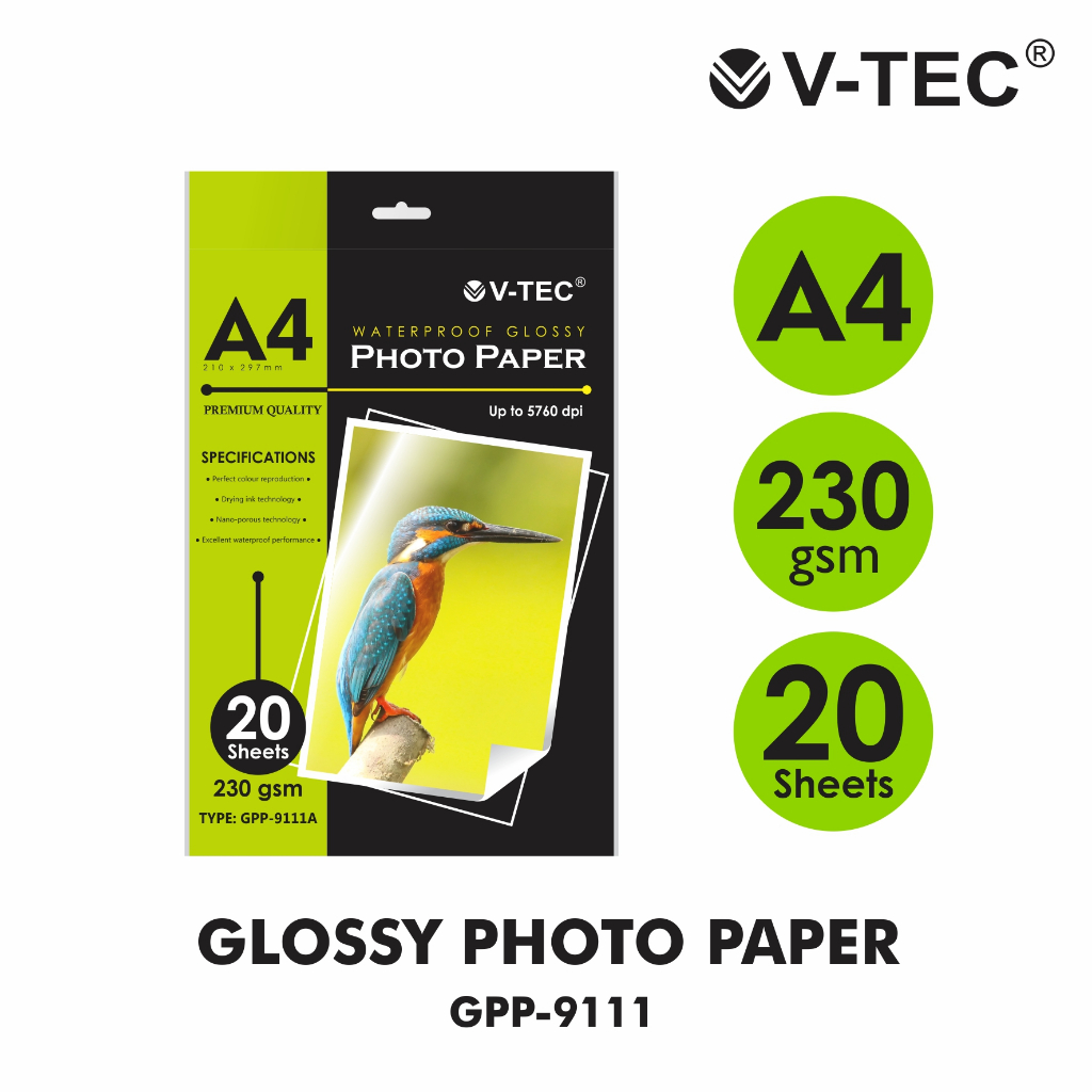 V-TEC GLOSSY PHOTO PAPER TYPE GPP-9111A A4 230GRAM