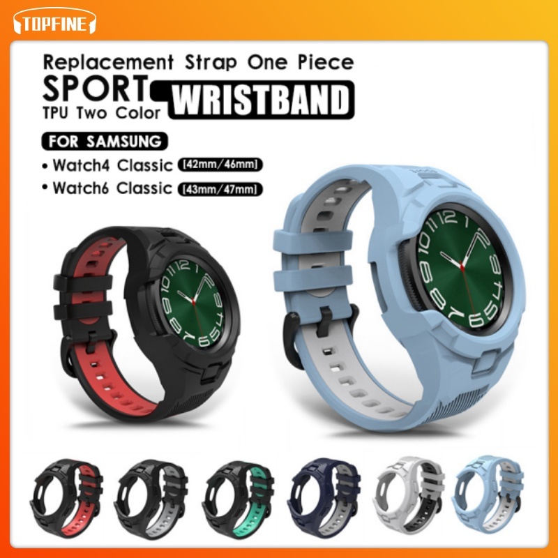 Tali✅ Samsung Galaxy Watch6/4 Classic Strap 2 in 1 Watch Replacement Strap One Piece Sport TPU Two C