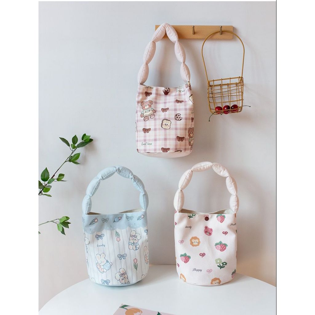 Tas Goodie Bag Ulang Tahun Anak Perempuan Tas Puffy Bag Kain Katun Goodie Snack