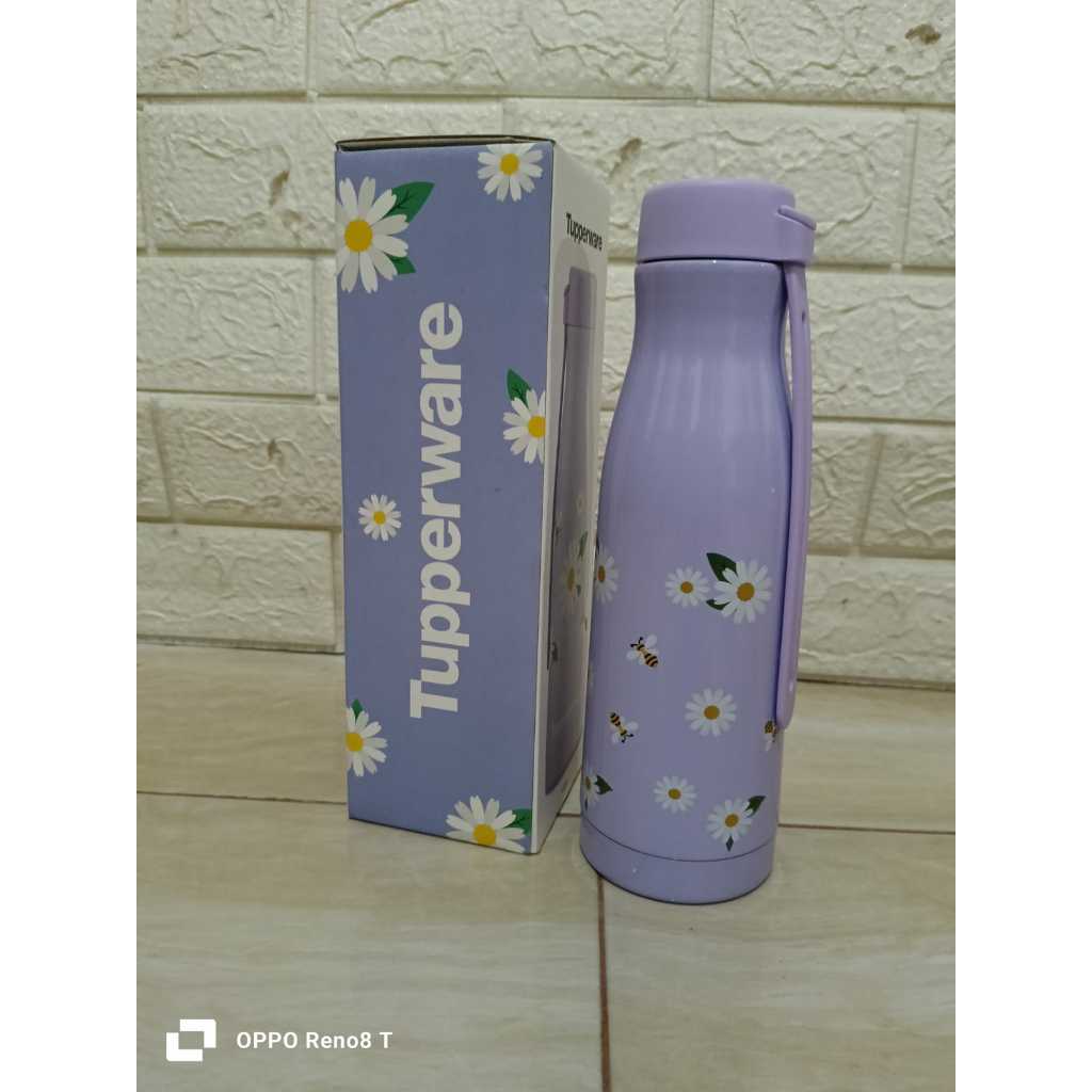 Tupperware fashion flask daisy flower termos air panas kapasitas 410 ml warna ungu