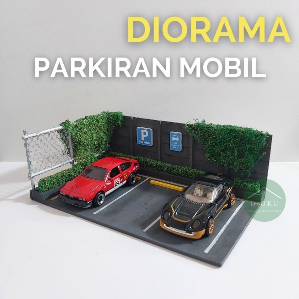 Diorama Parkiran Mobil Skala 1:64 / Diecast / Miniatur / Hot Wheels / Miniscale