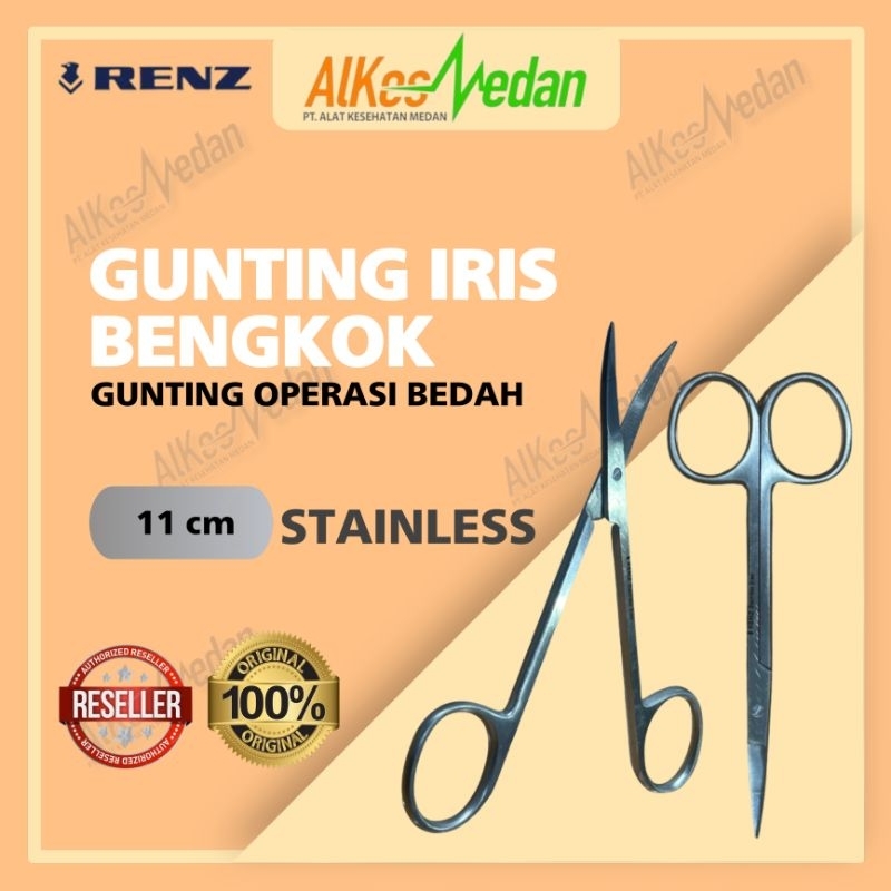 GUNTING MATA RENZ 11CM / GUNTING IRIS,GUNTING KECIL MEDIS LURUS / BENGKOK STAINLESS STEEL ALKES MEDA