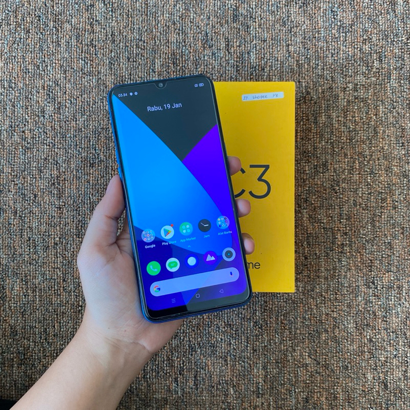 Realme C3 Ram 3/32 Seken Resmi (biru beku)