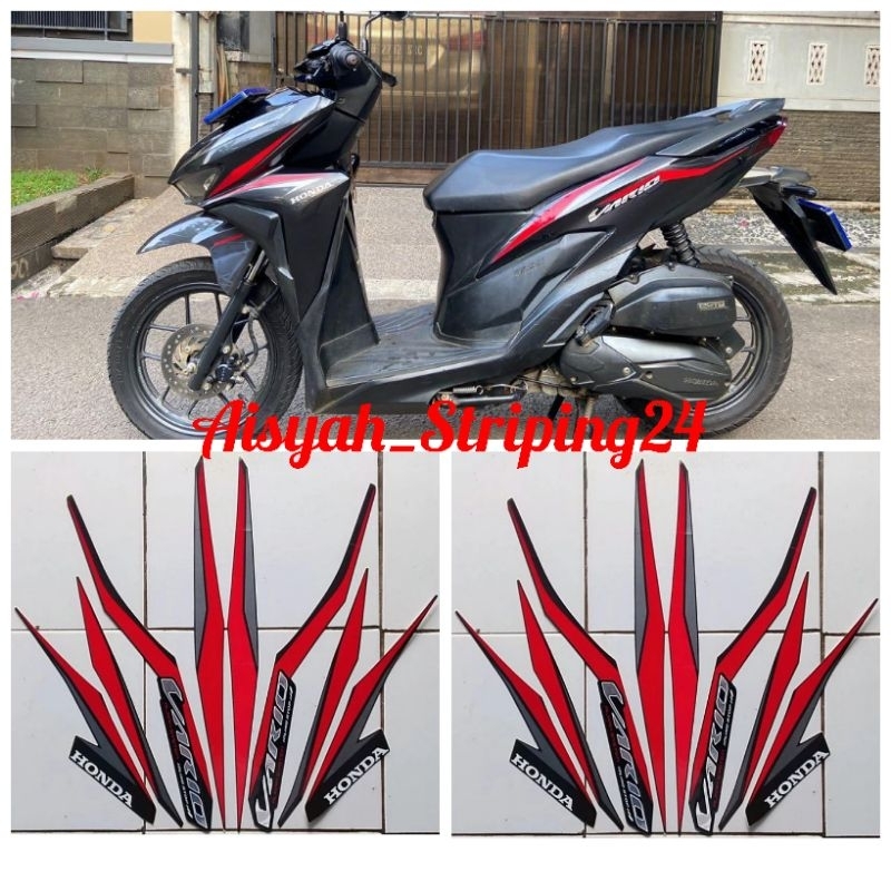 stiker striping lis body motor honda Vario 125 idling stop tahun 2018 hitam