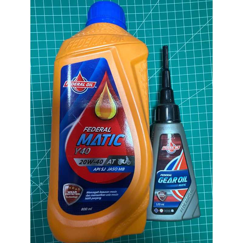 federal matic y 20w40 800ml + gear oil gardan 120ml dijamin asli