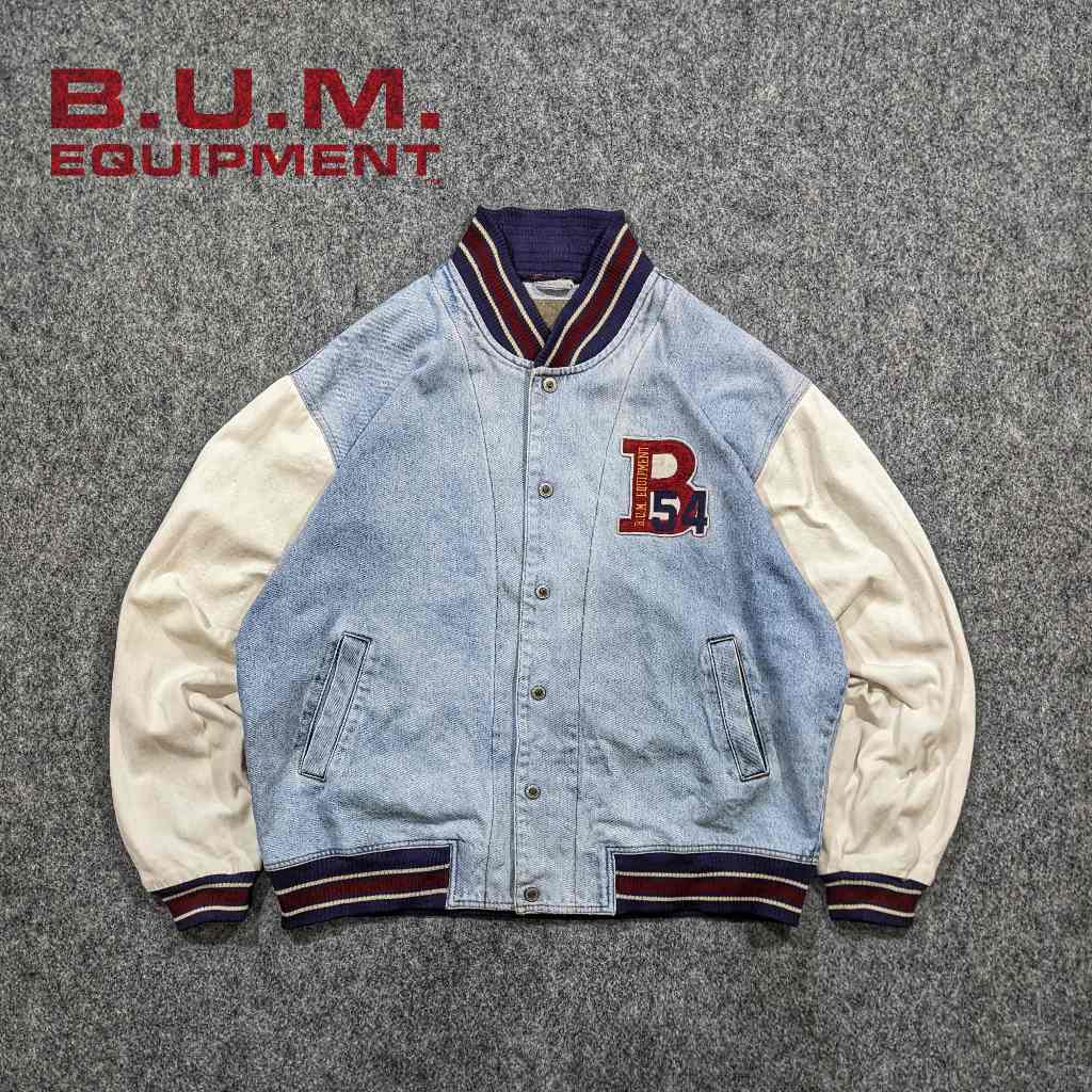 B.U.M Equipment Varsity - Jaket Pria Keren Vintage Denim Jeans Casual Second Bekas Original - JX927
