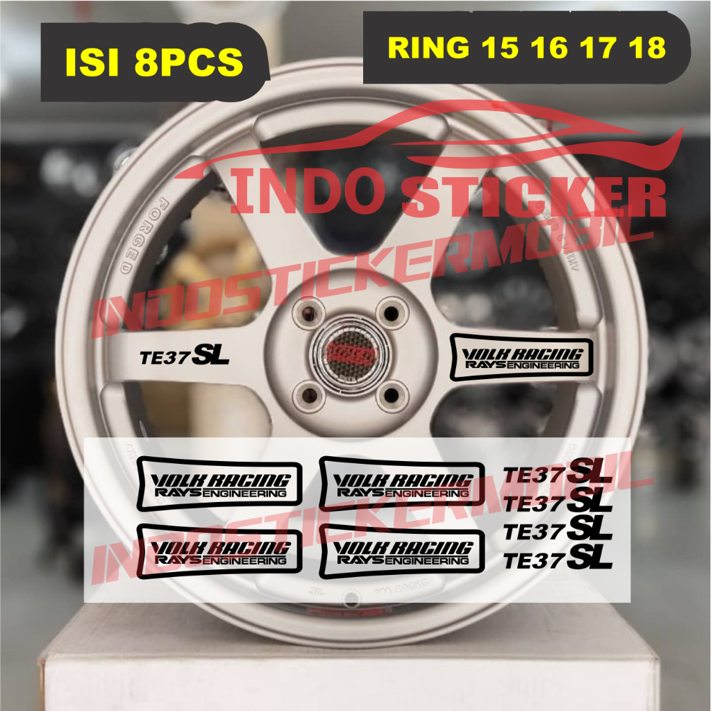 CUTTING STICKER VELK RAYS TE37 SL STICKER VELK MOBIL WHEEL VOLK RACING RAYS  ENGINIRING TE37 SL 8PCS