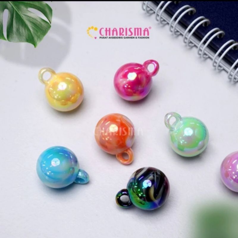 Mote Bandul Marmer - Manik Batu Akrilik Warna / Aksesoris Fashion Kerajinan Craft Diy