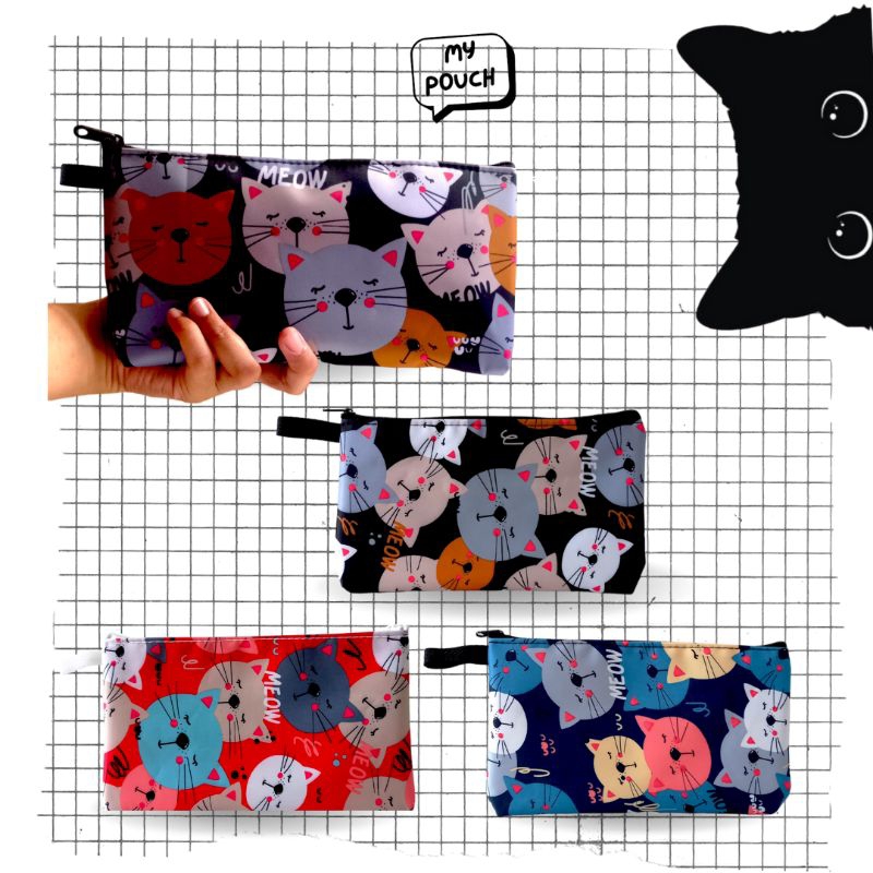 My Pouch O Meow - Pouch Makeup - Dompet Uang - Tempat Pensil - Tas Wanita
