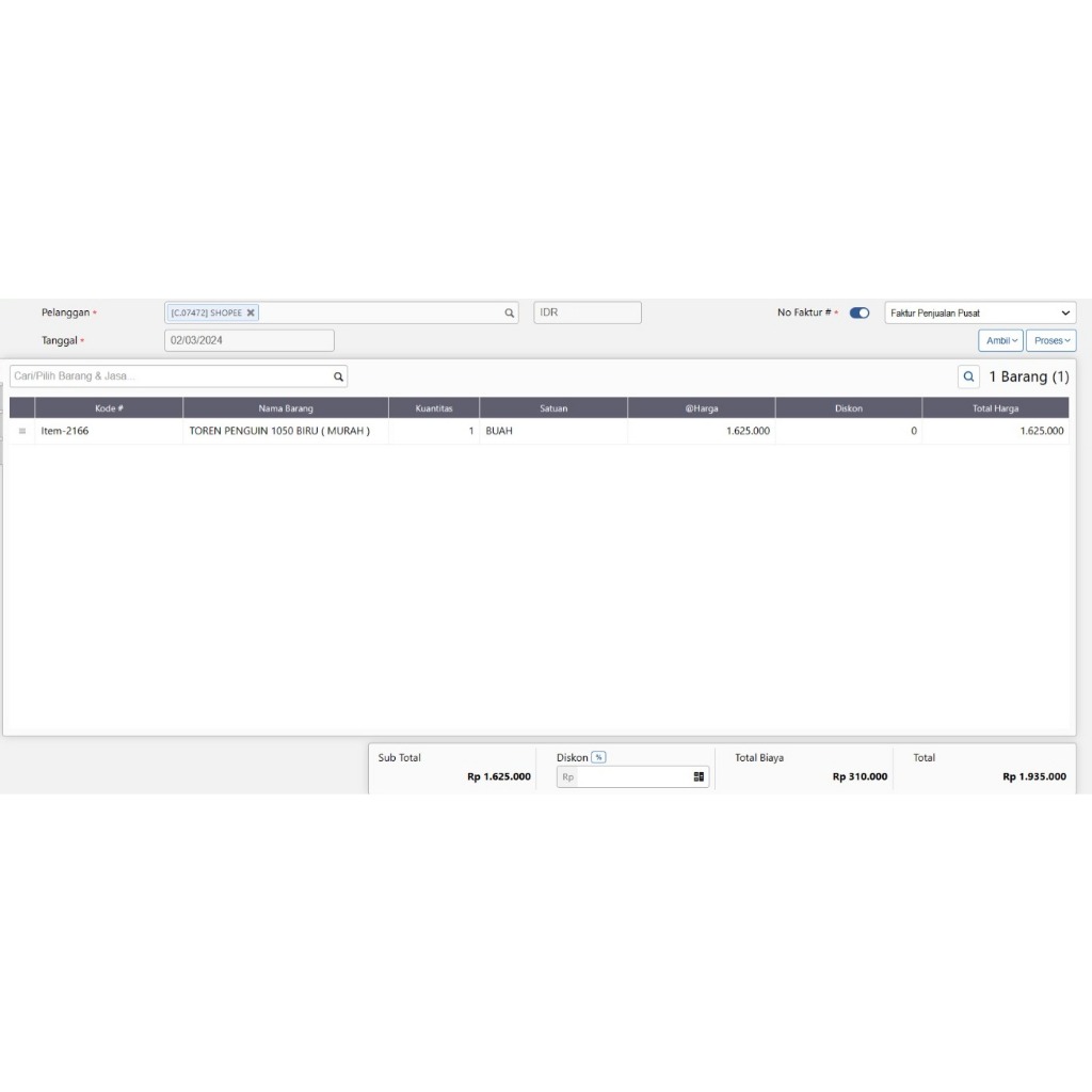 Pesanan Khusus Toren Penguin 1050 biru