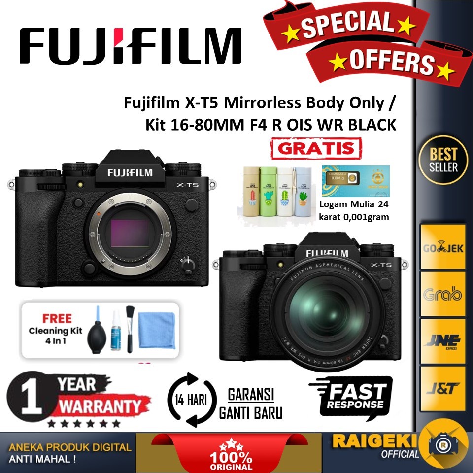 Fujifilm X-T5 Mirrorless Body Only /  Fujifilm X-T5 Mirrorless Camera with 16-80mm Lens (Black)