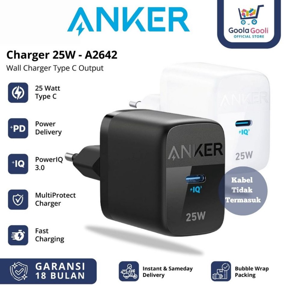 Anker Charger 25W SFC PD 312 Wall Charger Anker 312 25W  A2642